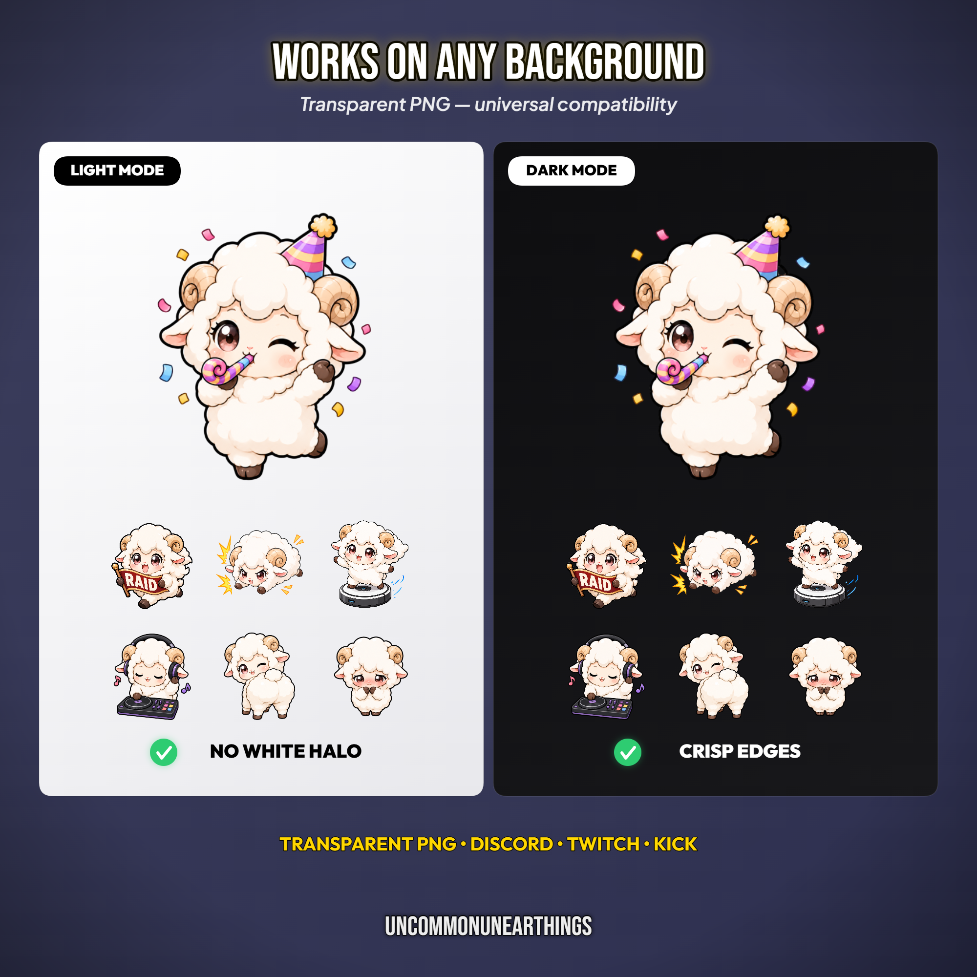 Sheep Emote Pack — 48 Cute Chibi Sheep Emotes for Twitch Discord - Image 7
