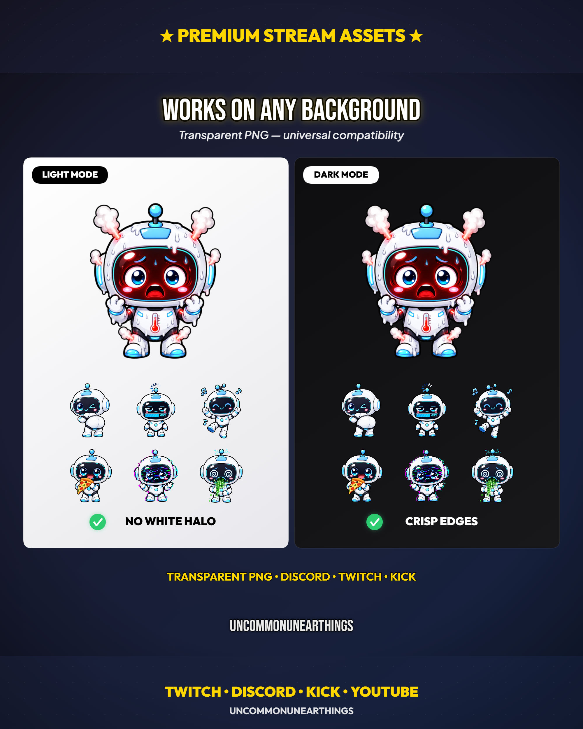 Robot Emote Pack — 48 Cute Kawaii Robot Emotes for Twitch Discord - Image 7