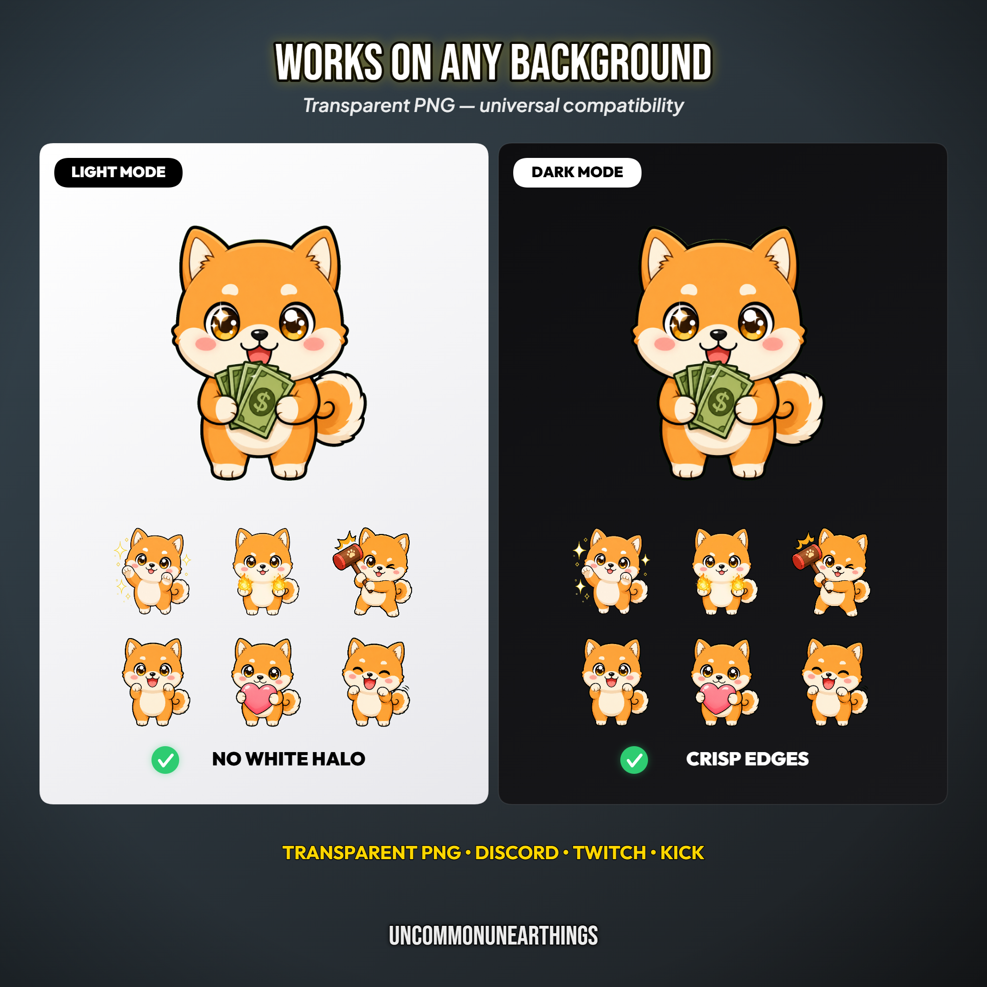 Shiba Inu Emote Pack — 48 Cute Chibi Shiba Inu Emotes for Twitch Discord - Image 7