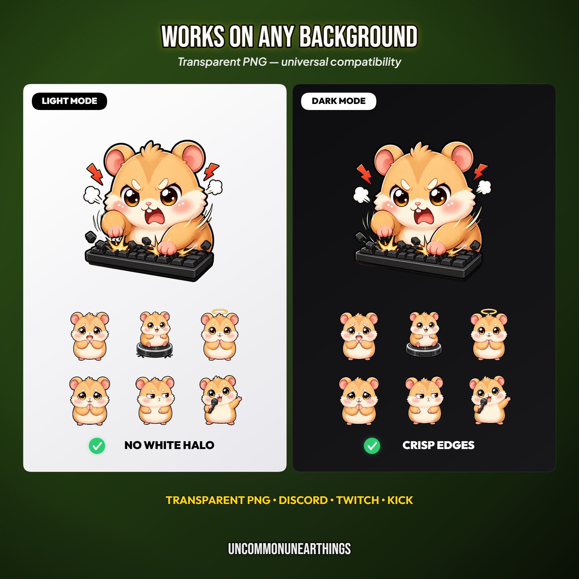 Hamster Emote Pack — 48 Cute Chibi Hamster Emotes for Twitch Discord - Image 7