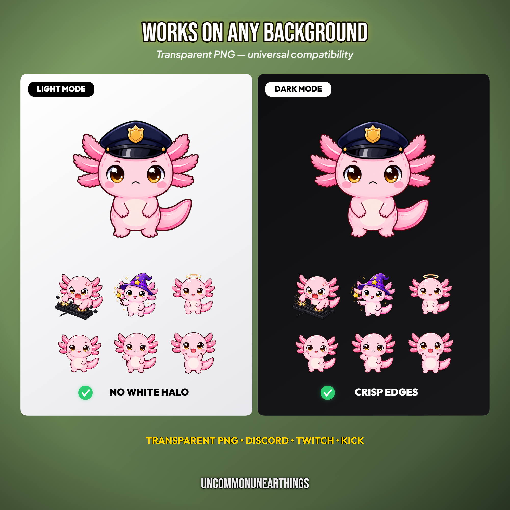 Axolotl Emote Pack — 48 Cute Chibi Axolotl Emotes for Twitch Discord - Image 7