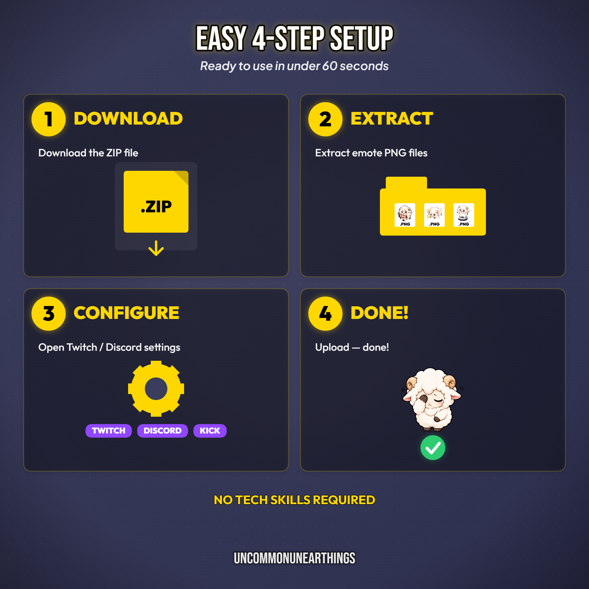 Sheep Emote Pack — 48 Cute Chibi Sheep Emotes for Twitch Discord - Image 8