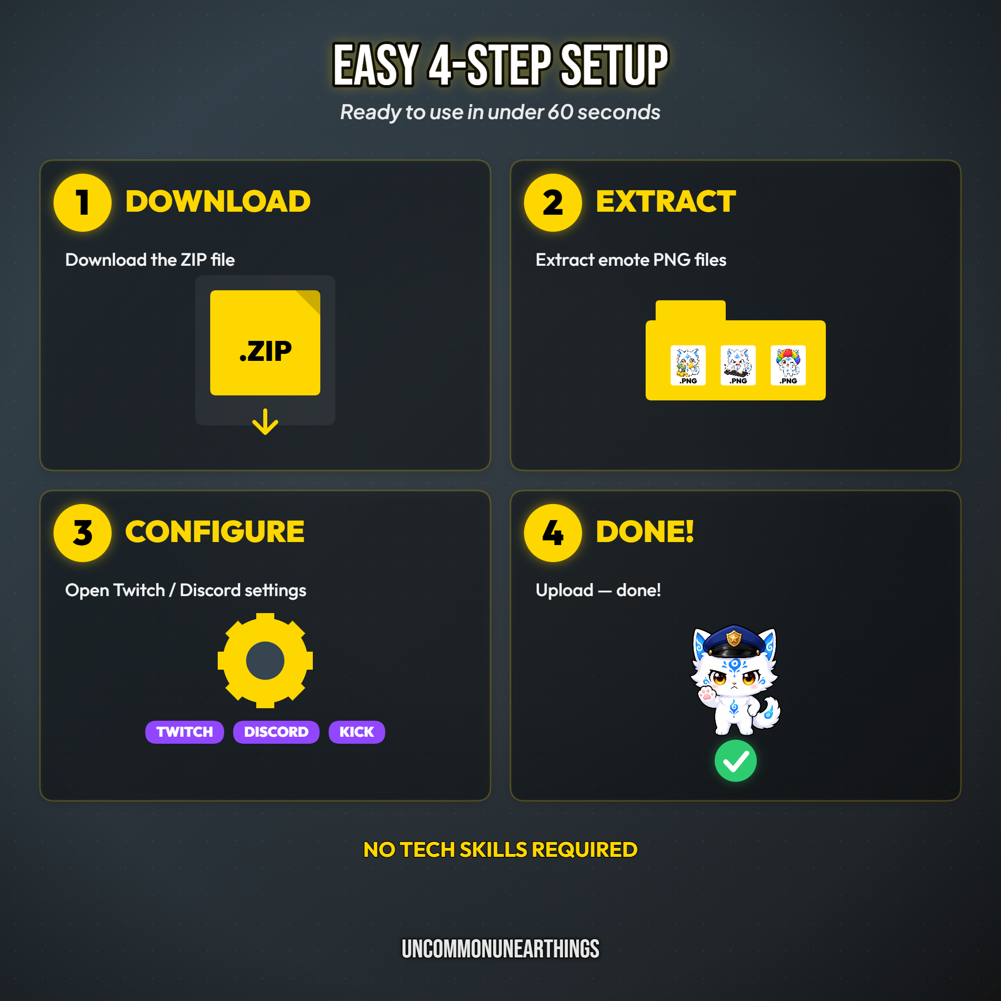 Astro Cat Emote Pack — 48 Cute Chibi Cat Emotes for Twitch Discord - Image 8