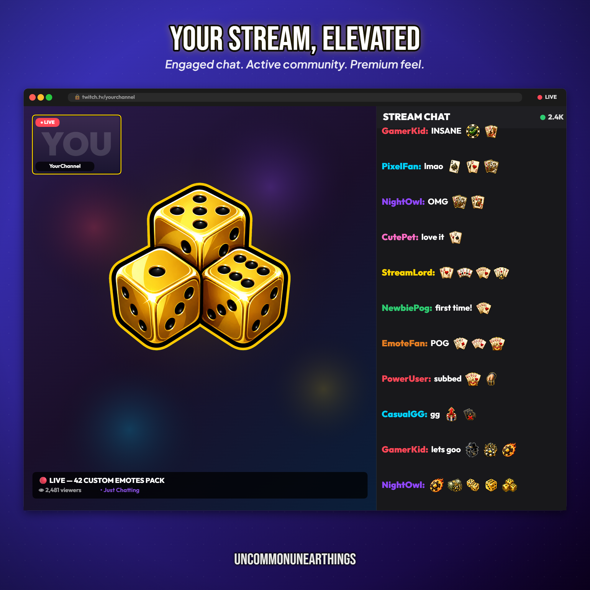 Poker Sub Badges for Twitch — 42 Luxury Gold Casino Stream Pack - Image 9
