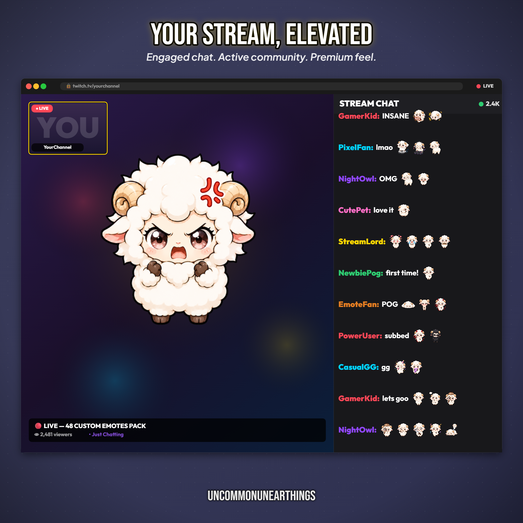 Sheep Emote Pack — 48 Cute Chibi Sheep Emotes for Twitch Discord - Image 9