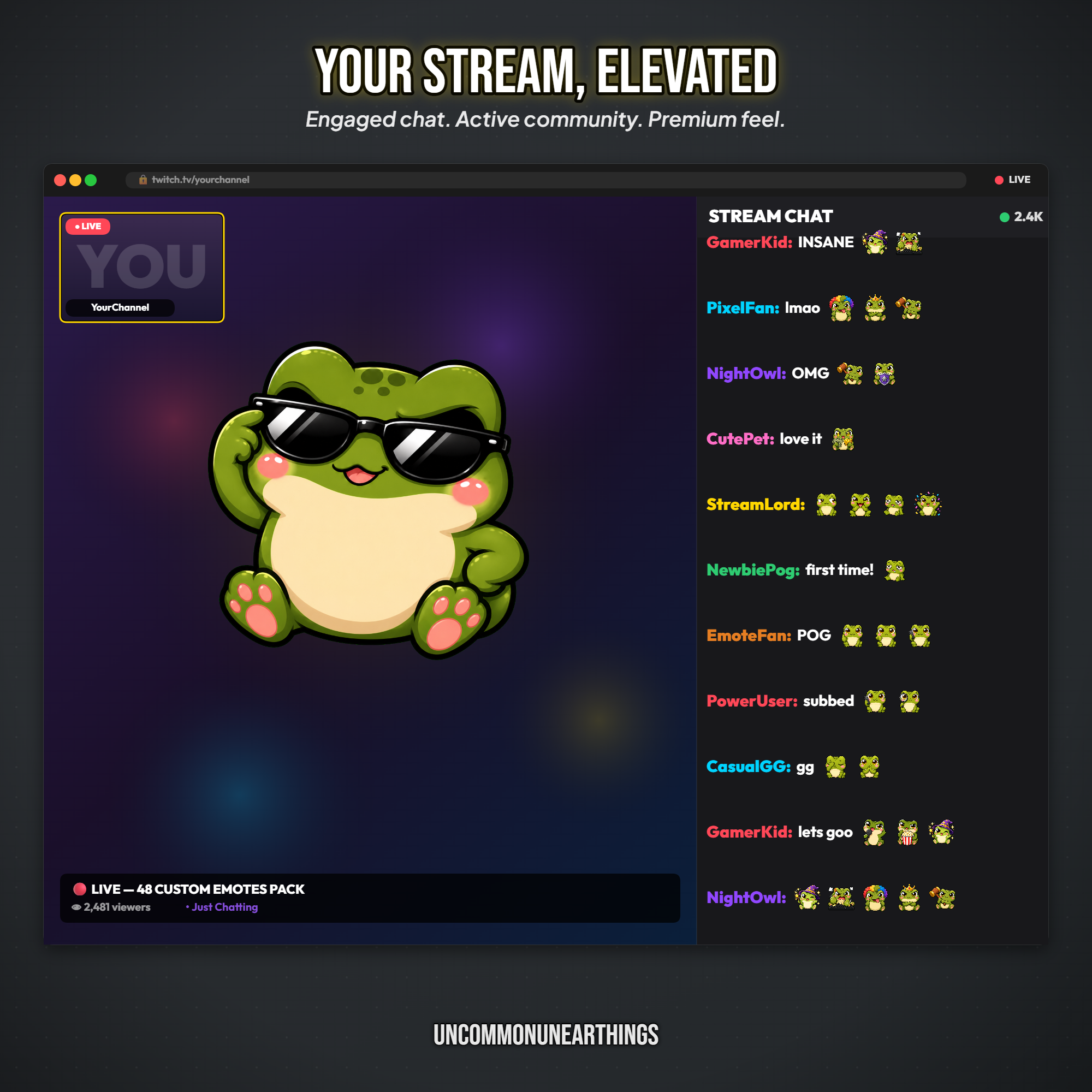 Frog Emote Pack — 48 Cute Chibi Frog Emotes for Twitch Discord - Image 10