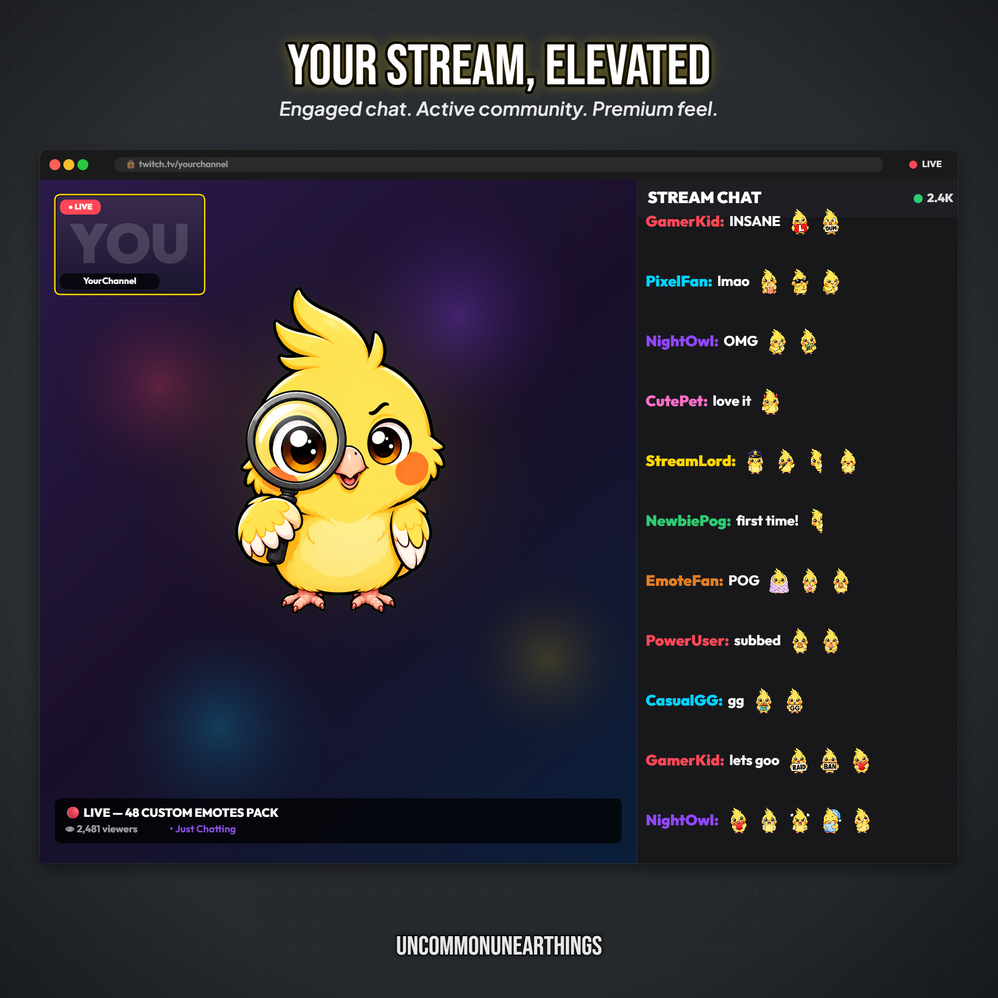 Parrot Emote Pack — 48 Cute Chibi Parrot Emotes for Twitch Discord - Image 9